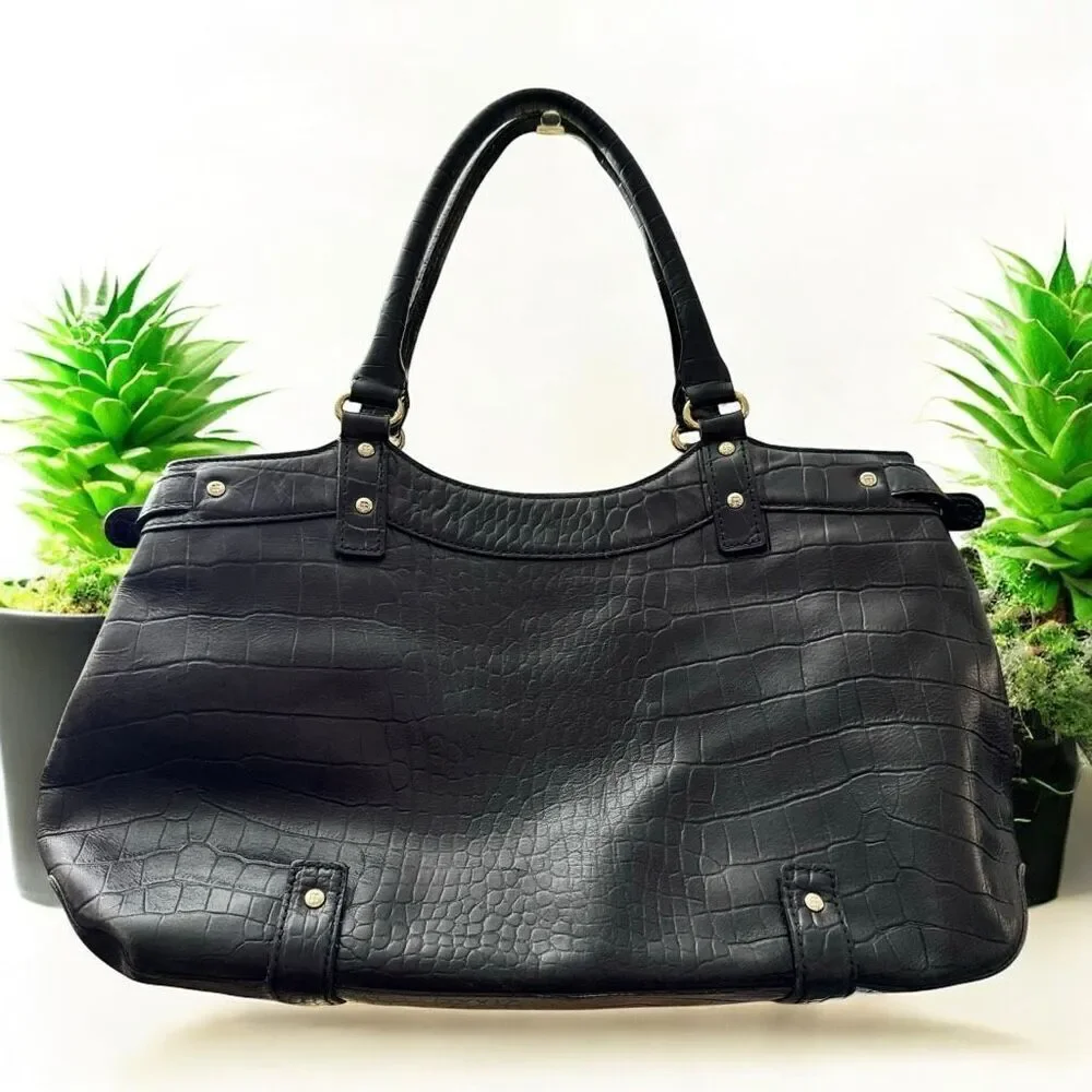 Kate Spade Black Embossed Leather Satchel